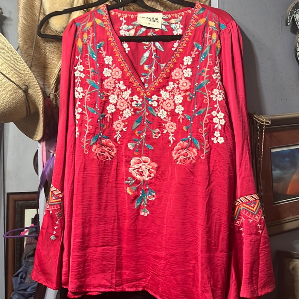 Savana Jane 1x floral embroidered top.
